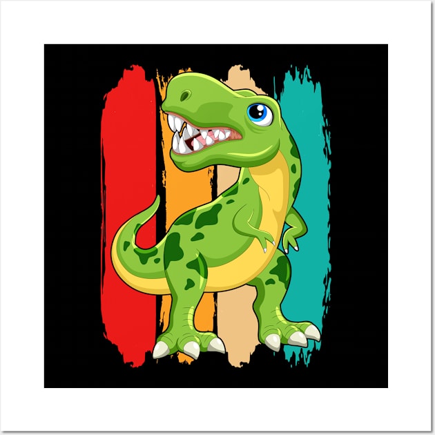 Cartoon T-Rex I Kids I Dinosaur I Dino I Tyrannosaurus Wall Art by Shirtjaeger